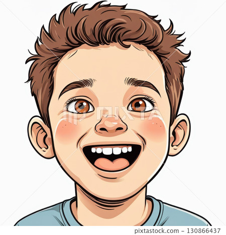 Boy's face with joy expression 130866437