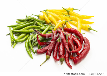 Three types of chili peppers 130866545