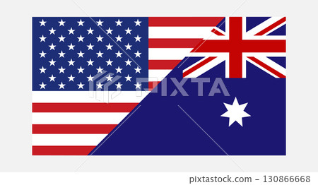 United States and Australia Flags Combined. Australia and USA Flags. 130866668