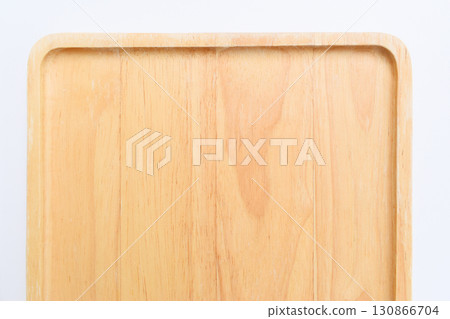 brown wooden tray isolated on white background 130866704