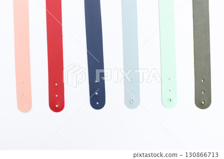 pastel colorful leather strap isolated on white background 130866713