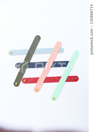 pastel colorful leather strap isolated on white background 130866714