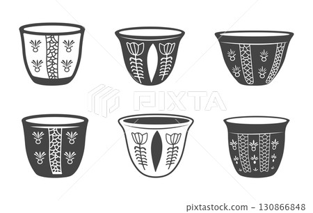 Arabic Coffee cups svg, Arabic Coffee cups silhouette, Traditional coffee cup svg, Arabic coffee cup vector, Traditional Lebanese coffee caps vector. 130866848
