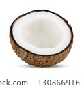 Half coconut isolated on white blackground 130866916