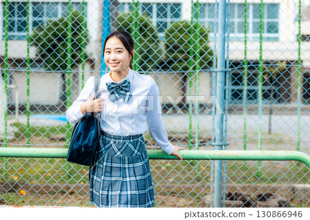 High school girl outside High school girl outside 130866946