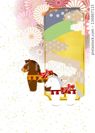 馬年賀卡十二生肖背景 130867115