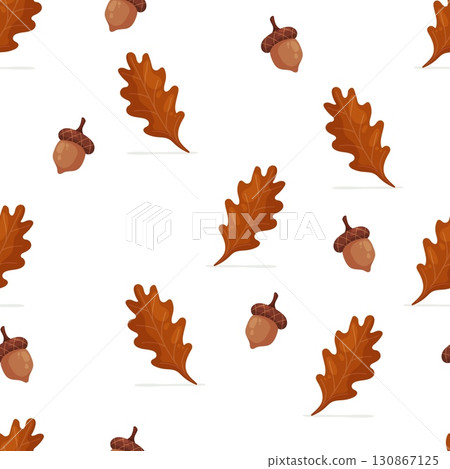Seamless pattern with oak leaves and acorns Seamless pattern with oak leaves and acorns 130867125