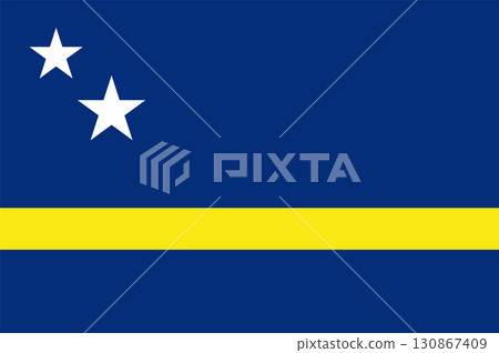 The Flag of Curacao, Featuring Two Stars and a Yellow Stripe Travel and Patriot Concept. 130867409