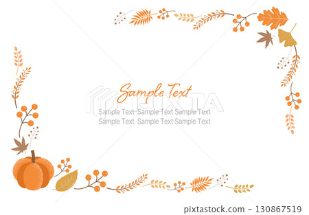 Autumn plant corner frame (pumpkin and autumn leaves) Autumn plant corner frame (pumpkin and autumn leaves) 130867519
