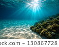 Underwater with sunlight streaming in 130867728