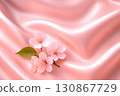 Shiny pink silk fabric background material 130867729