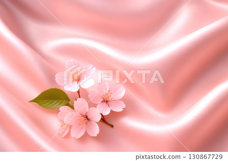 Shiny pink silk fabric background material 130867729
