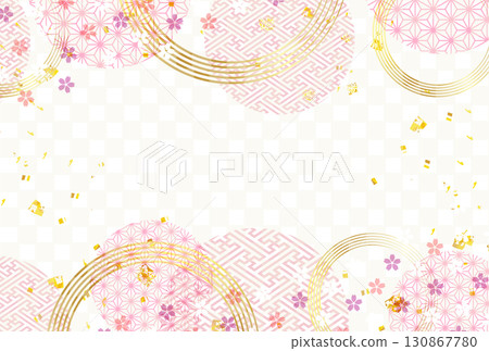 日本圖案櫻花新年賀卡金背景 日本圖案櫻花新年賀卡金背景 130867780