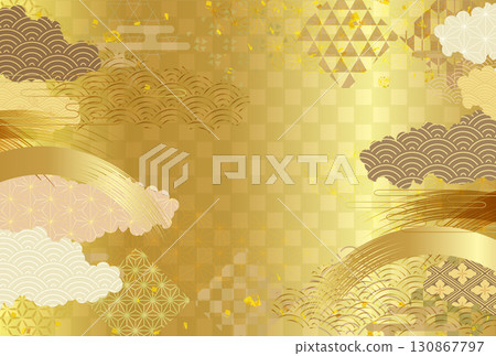 日本圖案新年賀卡金背景 130867797