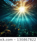 an AI Image Generator, an Underwater Coral Reef with Fish 130867822