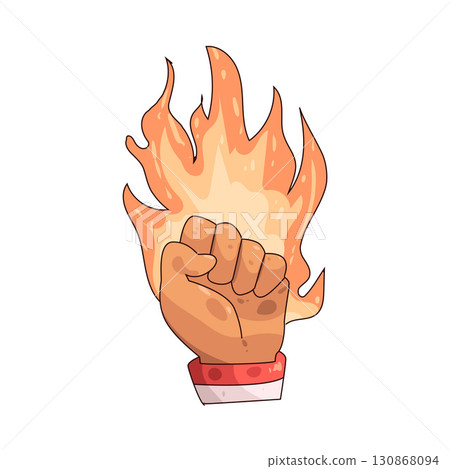illustration of Fist Hand with Fire illustration of Fist Hand with Fire 130868094