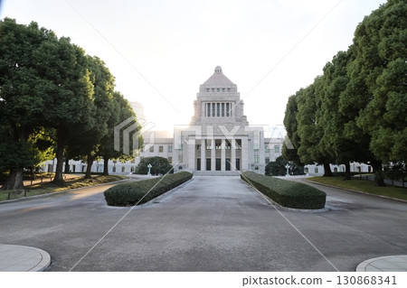 Front view of the National Diet Building in Nagatacho, Chiyoda Ward, Tokyo 130868341