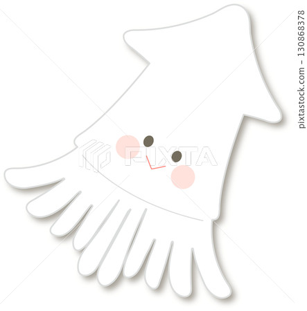 一隻可愛的微笑魷魚的簡單插圖 130868378
