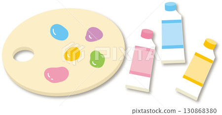 Colorful paints and palette illustration 130868380