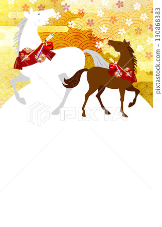Horse New Year's card zodiac background Horse New Year's card zodiac background 130868383