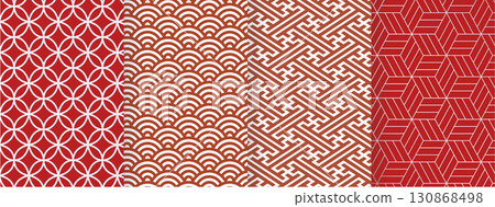 Traditional Japanese pattern set 130868498