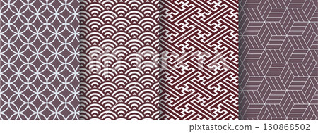 Traditional Japanese pattern set 130868502