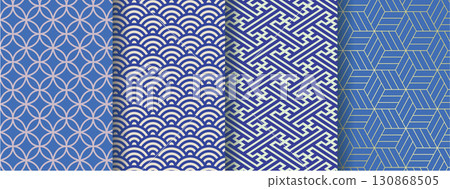 Traditional Japanese pattern set Traditional Japanese pattern set 130868505
