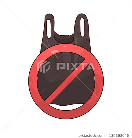 illustration of no plastic bag 130868646