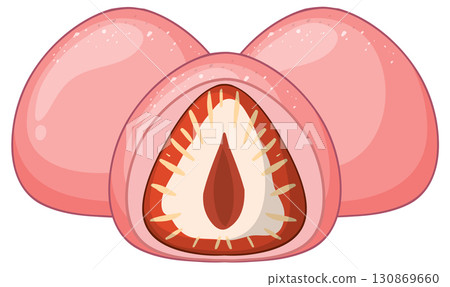 Pink Mochi with Red Bean Filling Vector Illustration 130869660