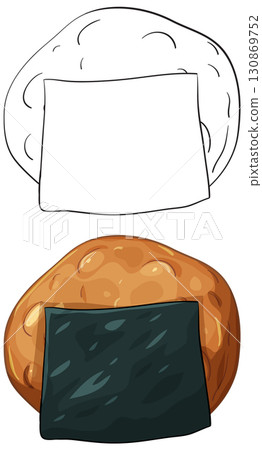 Japanese Rice Ball with Seaweed Vector Illustration 130869752