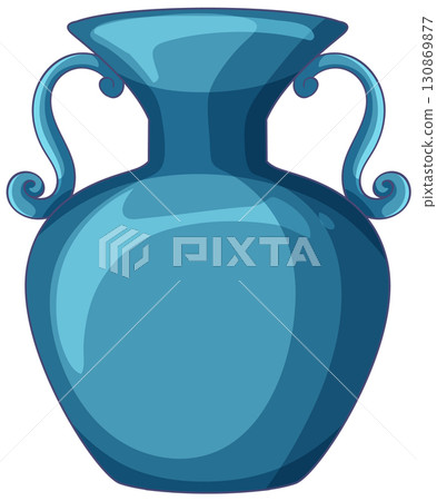 Blue Middle Eastern Ceramic Vase with Curved Handles 130869877