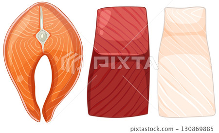 Vector Illustration of Various Meat Cuts 130869885