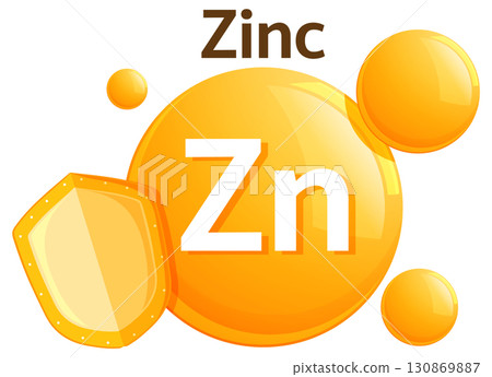 Zinc Vitamin Icon with Shield in Vector Style 130869887