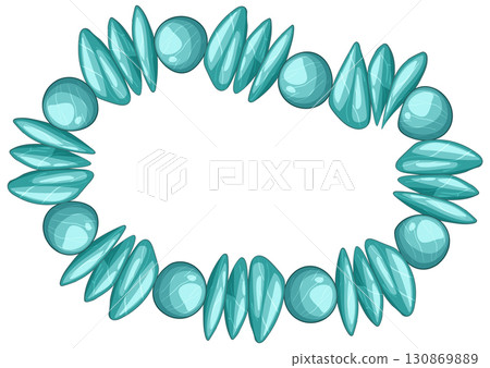 Turquoise Beaded Bracelet Vector Illustration on White Background 130869889