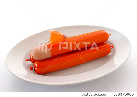 Fish sausage on white background Fish sausage on white background 130870000