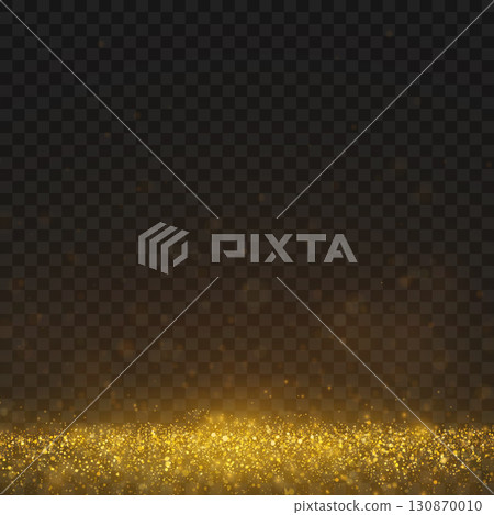 Magical glowing gold dust cloud and sparkles on the floor. Vector 130870010