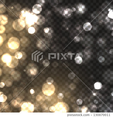 Glowing golden glitter trail with sparkling bokeh lights overlay. Vector 130870011