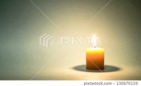 Floating Orange Candle Flame with Invisible Wick. Hallowen Concept. Generated Image 130870129