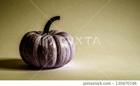 Pastel Lavender Pumpkin with Matte Black Stem. Hallowen Concept. Generated Image 130870186