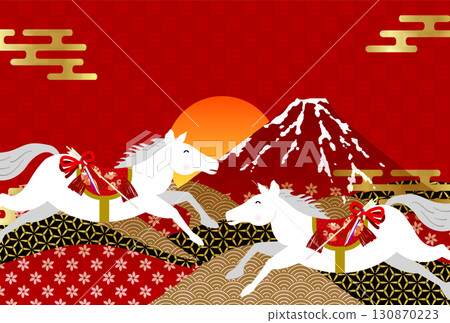 馬年賀卡十二生肖背景 130870223