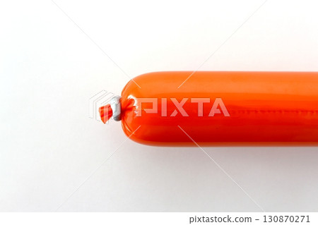 Fish sausage on white background Fish sausage on white background 130870271