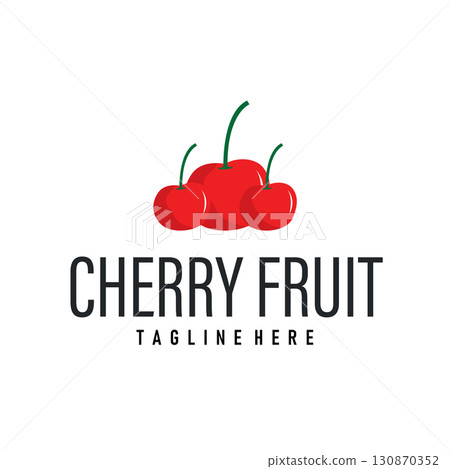 Cherry fruit logo design concept red fruit with silhouette and farmer symbol illustration icon template vector design Cherry fruit logo design concept red fruit with silhouette and farmer symbol illustration icon template vector design 130870352