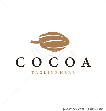 Cocoa bean logo design concept fruit chocolate drink silhouette and plantation symbol illustration icon template vector design 130870384