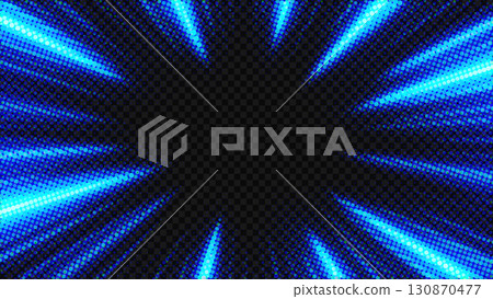 Halftone Blue Rays Zoom In Motion Effect, PNG Ready, Vector Illustration 130870477