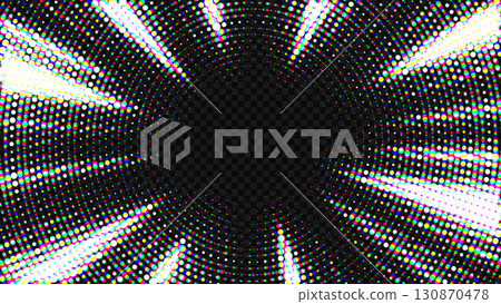 Halftone White Rays Zoom In Motion Effect, PNG Ready, Vector Illustration 130870478