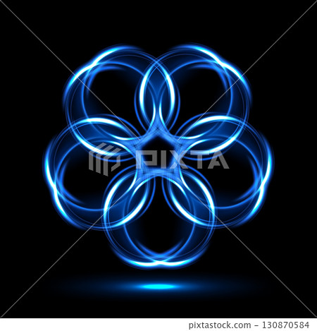 Collection of Blue Light Circles Forming A Pentagon, Vector Illustration 130870584