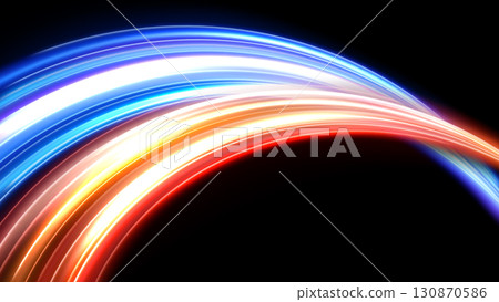 Colorful Light Trails, Long Time Exposure Motion Blur Effect, Vector Illustration 130870586