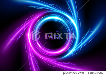 Twirl Light Circle Effect on Dark Background, Vector Illustration 130870587