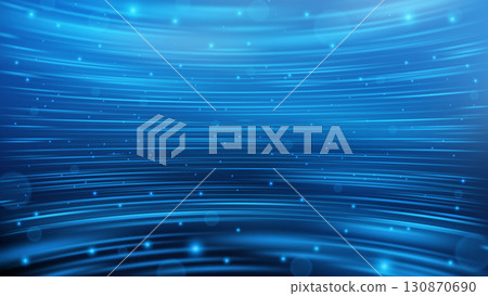 Abstract Blue Line Wave with Flying Particle, Vector Illustration Abstract Blue Line Wave with Flying Particle, Vector Illustration 130870690