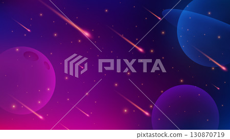 Galaxy Background with Planets and Nebula, Cosmos Milky Way, Vector Illustration 130870719